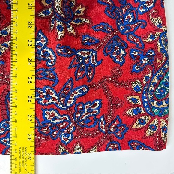 Vintage 90s Schrader Sport Red Blue Paisley Print Midi Dress 12P - Picture 10 of 11